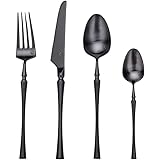 Set De 4 Couverts En Acier Inoxydable 18/10 - Doré, Design Moderne - Couteau, Fourchette, Cuillère, Cuillère à Café