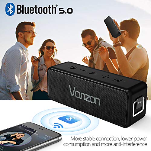 Vanzon X5 Pro Bluetooth Speakers - Portable Wireless Speaker V5.0 with 20W Loud Stereo Sound, TWS, IPX7 Waterproof & 24H Playtime, Extra Bass Perfect for Travel, Home and Outdoors