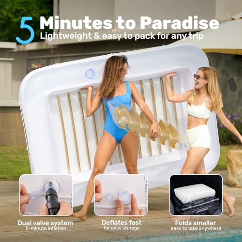 Sloosh Gonflable mats 178 x 116 cm pour Piscine, Bain de Soleil pour Adultes, Flotteur de Piscine, Matelas Gonflable pour Adultes, divertissements d'été, fête Aquatique (Fleur Violette)