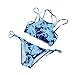 FLYMALL Tie-dye Strappy Bikini Top and Side-tie Bottom Bikini Set