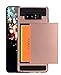 Galaxy Note 8 Case, Crosspace Wallet Card Holder Defender Bumper Hard PC Back Hybrid [Dual Layer] Shockproof Slide Cover Flexible Protective with Card Slots for Samsung Galaxy Note 8 Rose Gold
