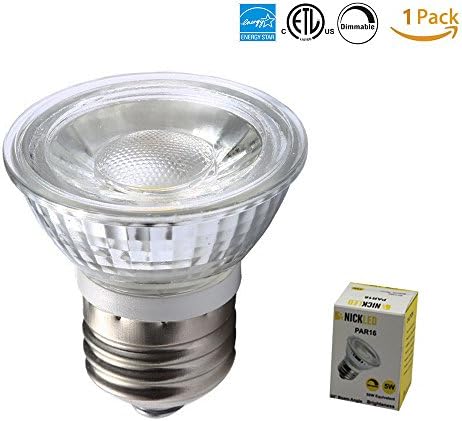 NickLED PAR16 HR16 LED Spotlight Bulb, Dimmable 5W Replacement for 50W Halogen Bulb 120V AC, E26/E27 LED Floodlight, Warm White, 450LM, 35° Beam Angle, Pure Glass Material (1 Pack-Natural White)