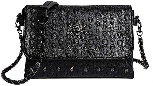 Women Classic Black Skull Cross Body Bag Vintage Clutch Purse Shoulder Bag