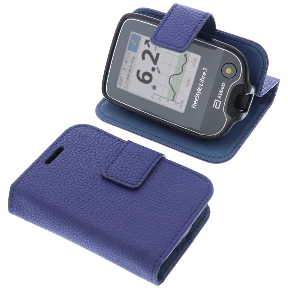 foto-kontor Bag compatible with Abbott Freestyle Libre 3 Book Style blue case protection cover book