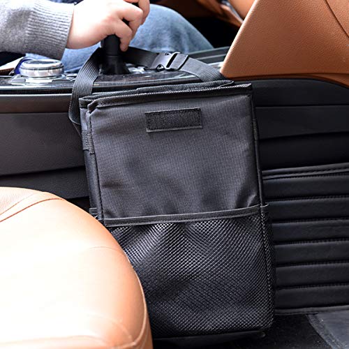 AllinOne Car Trash Can Heavy Duty Drive Bin Premium Hanging Wastebasket, Black - Thumbnail 3
