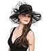 Saferin Women's Kentucky Derby Party Church Wedding Floral Organza Hat Black with Bowknot One Size
