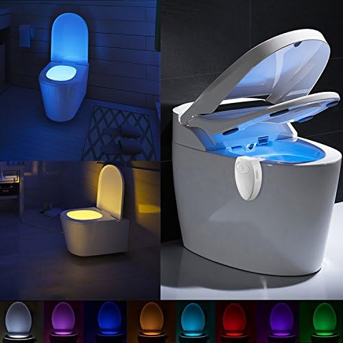Rechargeable Toilet Light with Waterproof Design by Maxzola Toilet Night Light Motion Activated Toilet Seat Light 8 Colors Bowl Light (8 colors)