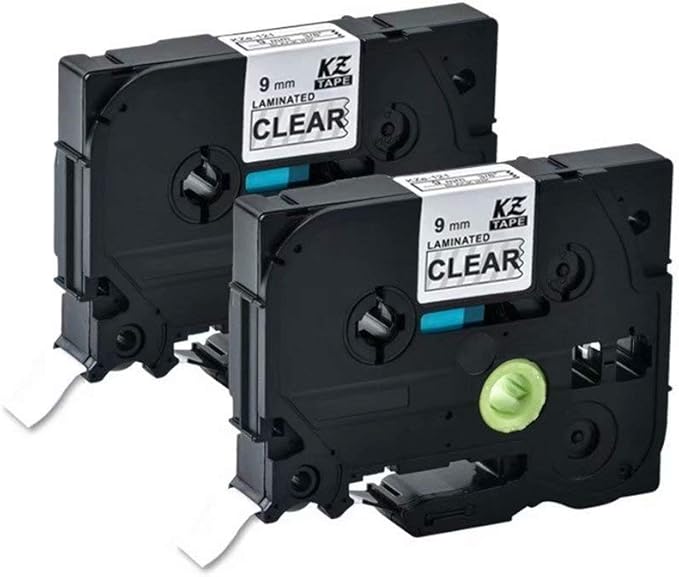 Label Tapes & Cartridges 2x Brother Genuine TZ121 TZe-121 9mm Black on Clear Laminated Tapes 8 