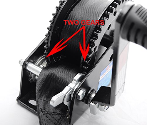 Trailer Winch 2000LB EDC Coated Black Dual Drive Winch with 25-Foot Strap - Image 4