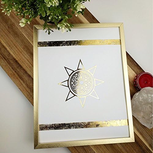 Gold Poster Indian Sun Design by ShreeGuru - Arabic inspired Gold Foil Print - Home &amp; office Decor -- Modern Metallic Wall Accent- 8.5"X11"