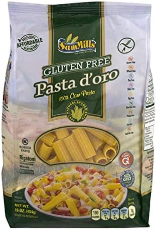 3 BAGS Sam Mills GLUTEN FREE Pasta D'oro RIGATONI (100% Corn Pasta) 12 oz/bag