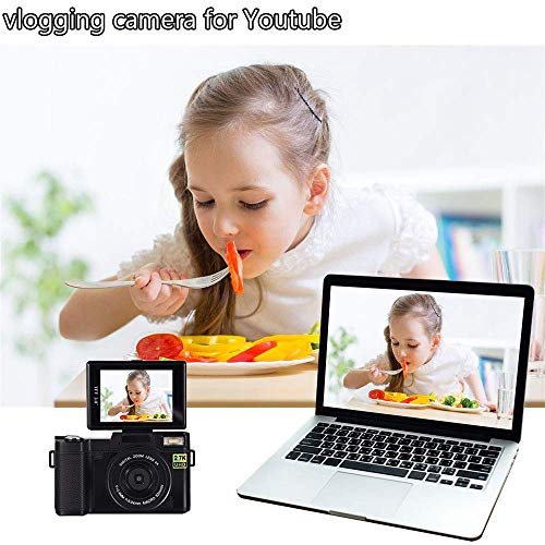 Digital Camera,Vlogging Camera for Youtube 2.7K 24.0MP Ultra HD WiFi Camera 3.0 Inch 180 Degree Rotation Flip Screen Retractable Flashlight