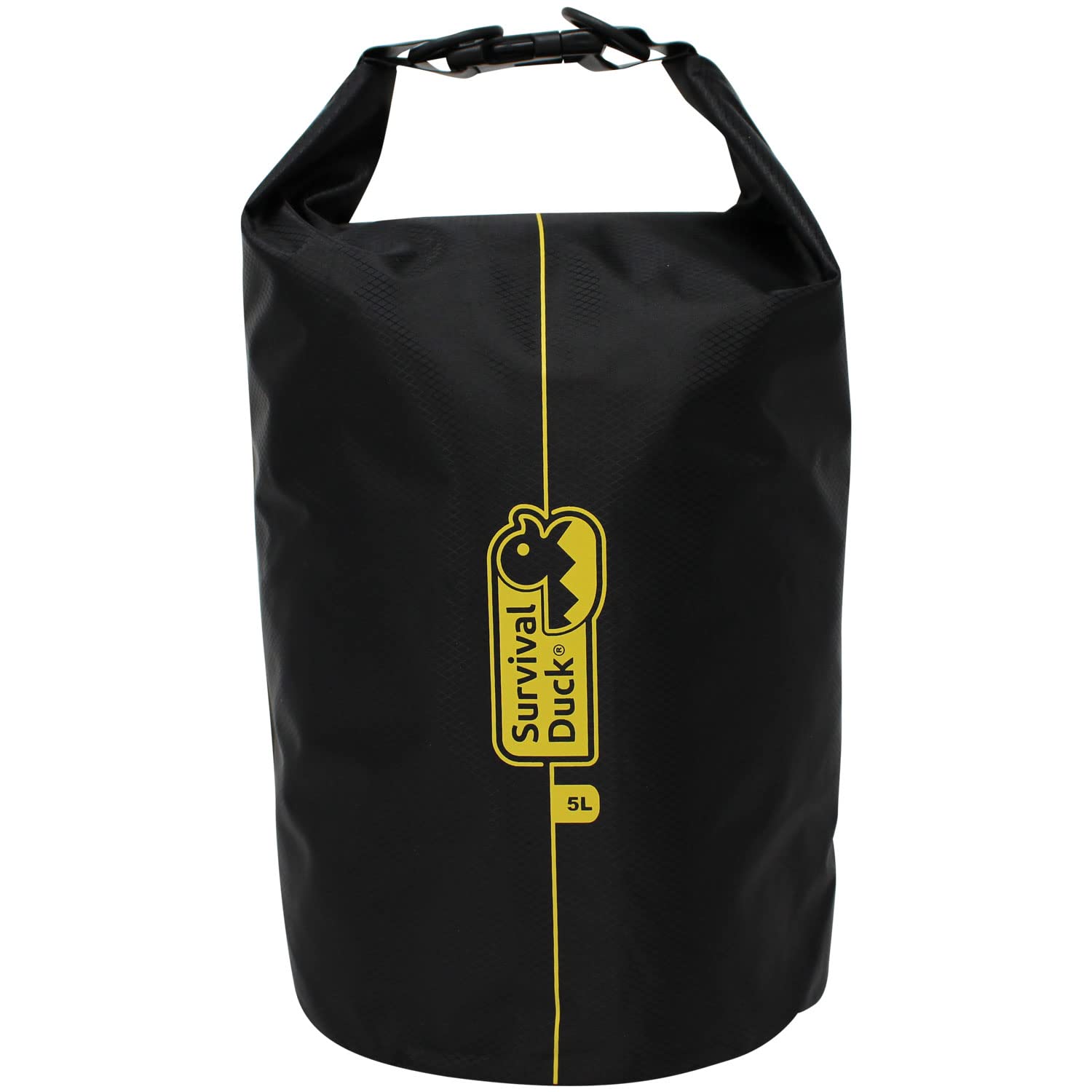 Survival Duck 5 Litre Waterproof Dry Bag Black | Medium Size Ripstop Nylon Round Dry Bag | Great for Camping, Hiking, Paddleboarding, Kayaking