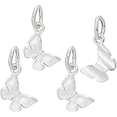 PH PandaHall 4pcs 925 Sterling Silver Charms Butterfly Pendants Animal Shaped Beads Charms Butterfly Dangle Charms with Jump Rings for Jewelry Making Thanksgiving Anniversary Christmas, 8x11.5mm