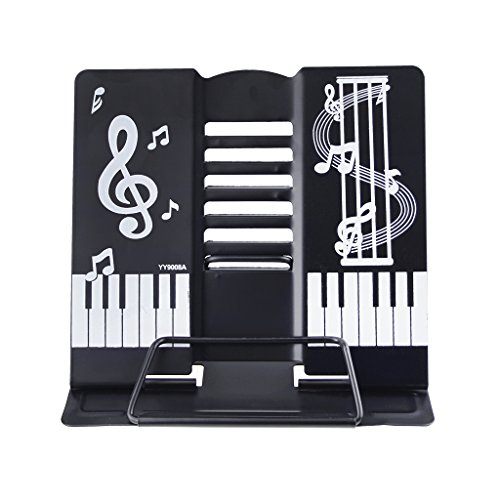 Clobeau Creative Portable Adjustable Notes Metal Reading Stand Rack Cookbook Music Painting Book Stand Reading Bookcase Desk Document Holder Bookstand Book Clip Reader Tool, Black