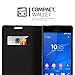 Cadorabo Book Case Compatible with Sony Xperia Z3 in Night Black - with Magnetic Closure, Stand Function and Card Slot - Wallet Etui Cover Pouch PU Leather Flip