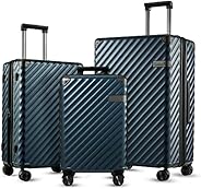 LUGGEX 3 Piece Luggage Sets with Spinner Wheels - Polycarbonate Expandable Hard Suitcases with Wheels - Travel