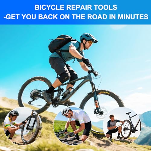 Ninonly Bicycle Tool Kit 27pcs with Pump 120PSI and Multitool 16 in 1 Complete Bike Repair Kit Patch and Levers for Camping Travel Bag