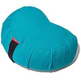 Peace Yoga Zafu Meditation Buckwheat Filled Crescent Cotton Bolster Pillow Cushion – Turquoise