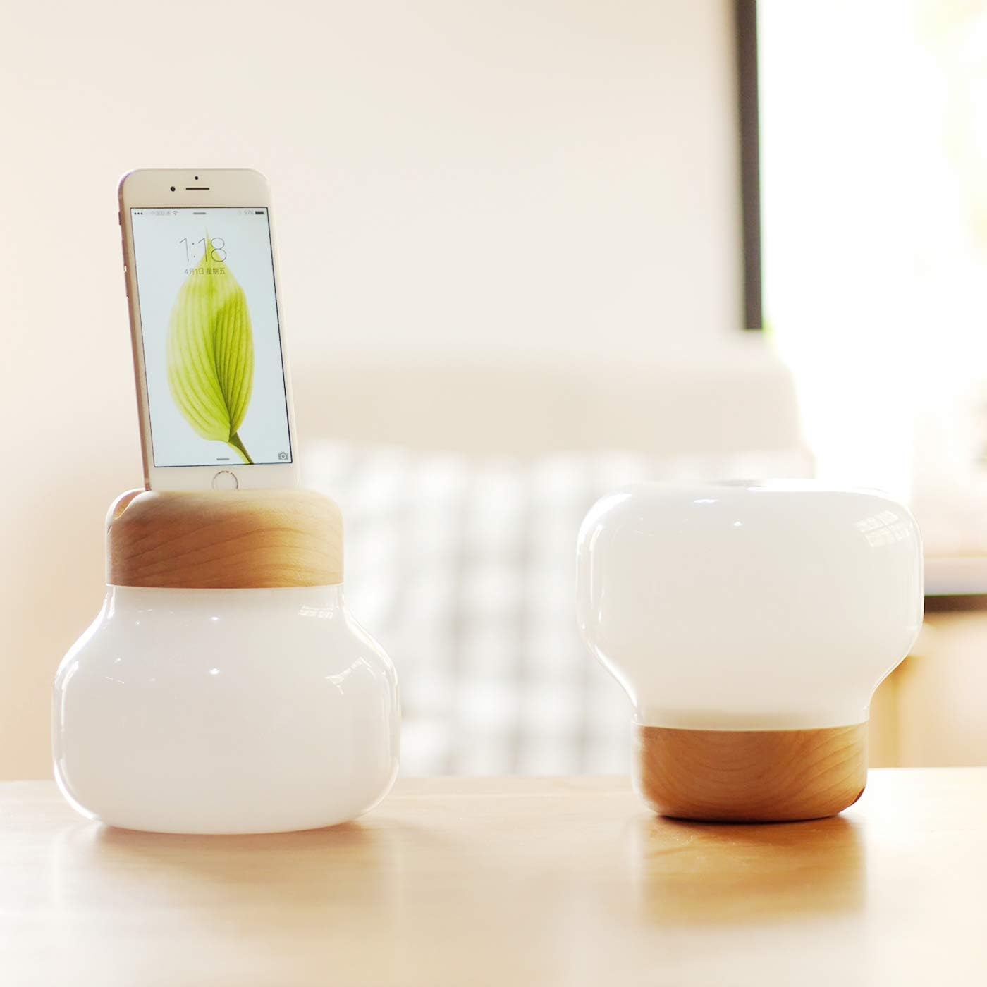 IDMIX Night Lights and Power Bank 5000mAh with Lightning Connector for iPhone, 3 Level Adjustable Dimmable Brightness, Warm White 2800K, CE,FCC,ROHS,Wireless Charger