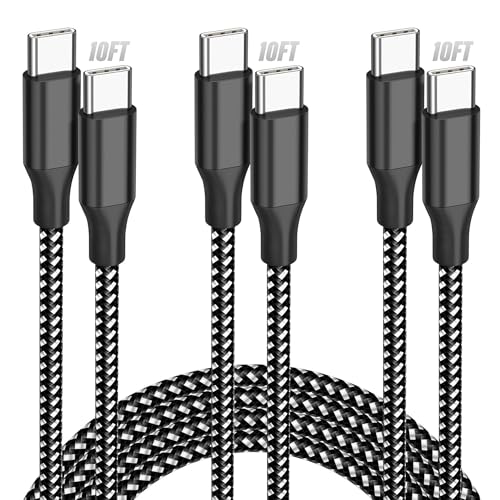 Bkayp USB C Cable 10ft 3-Pack, 60W Fast Charging Type C to Type C Charger Cord,…