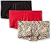 Maidenform Women's 3-Pack Dream Boyshort Panty, Neutral Snow Leopard/Camera Red/Yarn/Black, 5