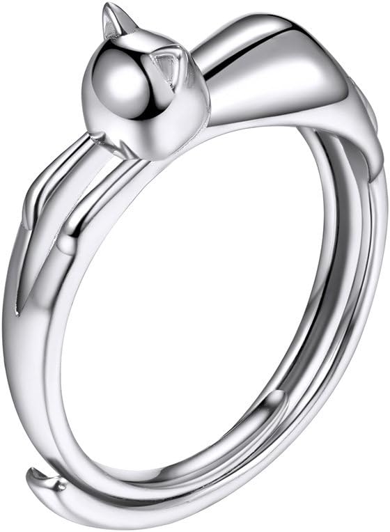 925 Sterling Silver Adjustable Open Rings for Women, Dainty Cute Animal Rings for Teen Girls, Come Gift Box