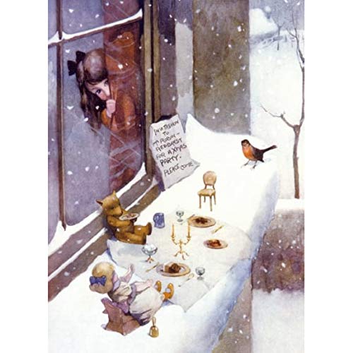 Museums & Galleries V&A Christmas Cards Pack of 8 - Snowy Robin Tea Party Design - Premium Festive Greeting Cards Multipack with Envelopes