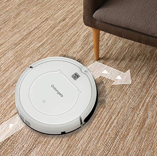 Golongele Robot Aspirador, succión de 1400Pa, Auto Recarga de batería, 4 Modos de Limpieza, Robot Aspirador para pelos de Perro, Suelos de parquet y alfombras de Pelo Corto