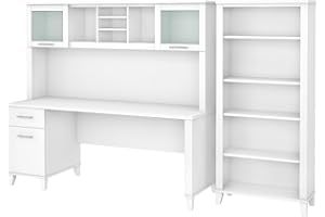 BUSH BUSINESS FURNITURE Bush SET020WH Somerset 72-Inch Computer Desk with Hutch and 5-Shelf Bookcase, White