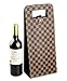 Yunko Upscale Leather Wine Bottle Protector Wine Tote Carrier Bag Reusable Gift Bag Single Wine Champagne Bottle Carrier Case Portable Travel Accessory (Light brown lattice)