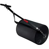 Brinly 270 lb. Combination Push/Tow Poly Lawn Roller with Easy-Turn Tethered Plug, 18 by 24" - Matte Black