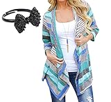 Gillberry Women Irregular Stripe Shawl Kimono Cardigan Tops Cover Up Blouse
