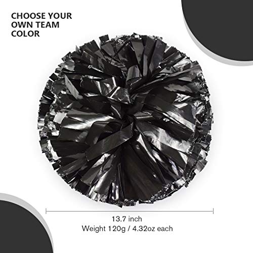 ANALAN 15 Colors Pack of 2 Plastic Cheerleading Pom Poms for Sport Team Kids Adult (Black)