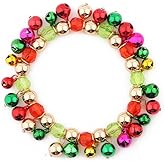 OIDIMS Xmas Jingle Bell Beads Bracelet for Women Men Multi Color Beaded Charm Stretch Bracelet Cute Elastic Bracelet Christmas Holiday Party Favors for Niece Son Costumes Accessories