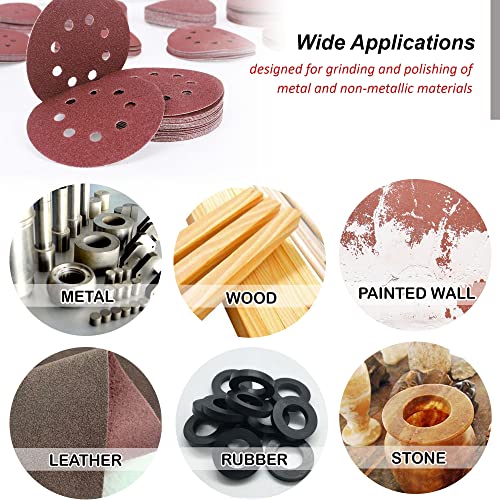 FASTPRO 200Piece Sanding Discs Set, 5Inch 8Hole Hook and Loop
