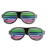 Sourcingbay 2 Pack LED Flashing Glasses - Music Sound Activated, Rechargeable Light up Shutter Shaded Eyeglasses with USB Charger for Kids and Adults in Disco, Party, Christmas