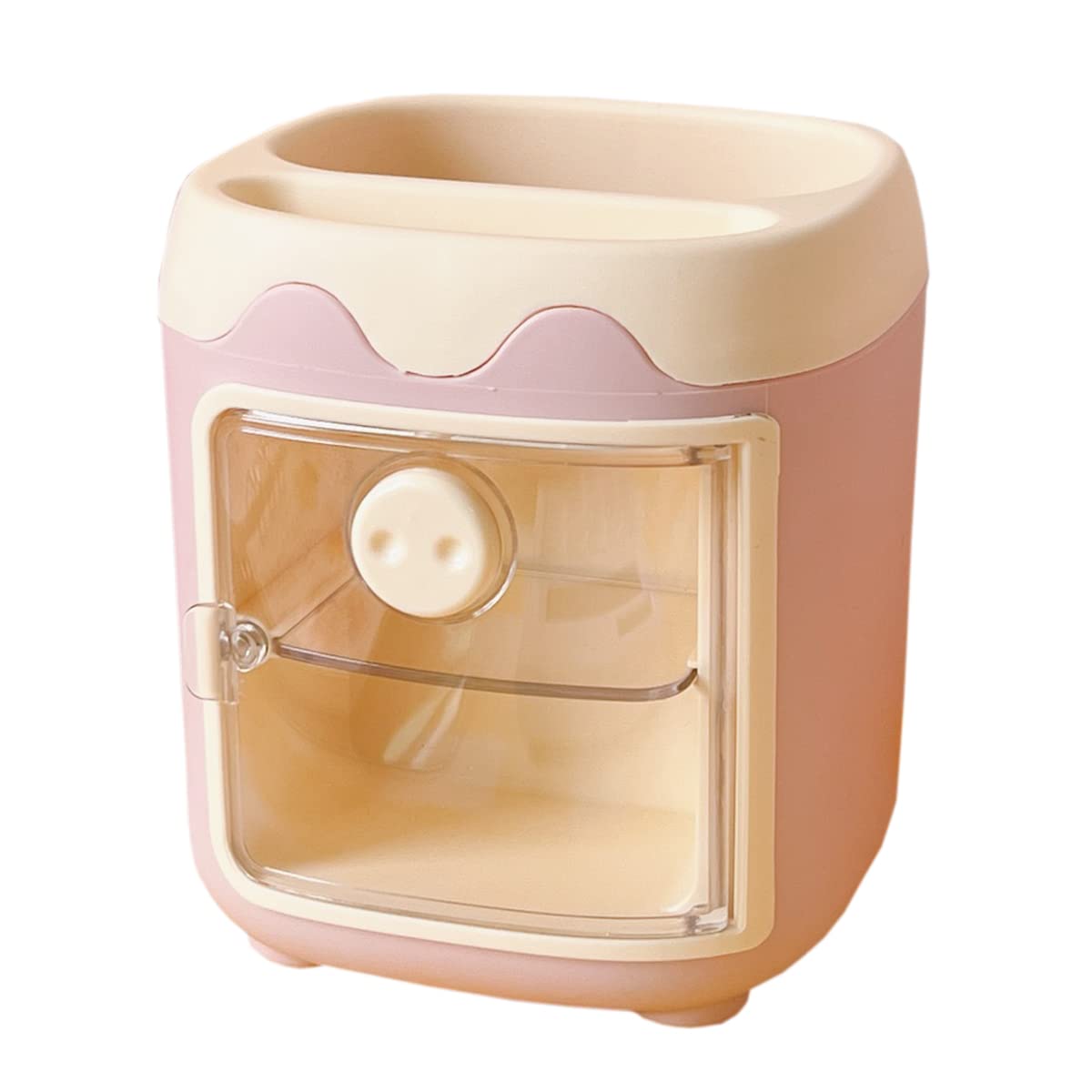 Verve Jelly Pig Pen Holder Cute Cosmetic Storage Stand Multifunctional Storage Container Kawaii Desktop Stationery Rack for Classroom Student Desk, 4.1 * 4.1 * 4.3in, Pink