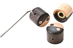 SECFOU 3pcs Rosewood and Maple Electric Bass Volume Knobs with Embedded Copper Eye, Wood Potentiometer Caps