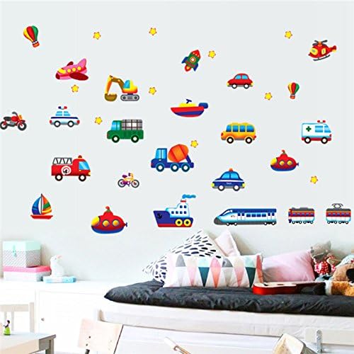 Love DIY Home(TM)Cartoon Wall Stickers Cars Train Motor Bike Ship Transportation For kids Room Decorations Decals Wall Art Children Sticker