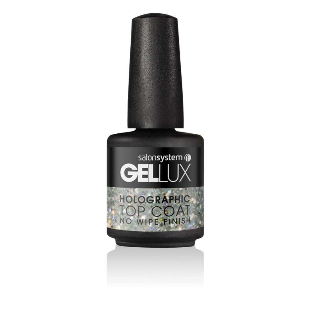 Salon System GELLUX Holographic Glitter Effect GEL Top Coat Non Wipe 15ml