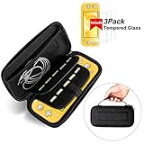 Alila for Nintendo Switch Lite Carrying Case & Switch Lite Accessories W [3 Packs] Screen Protectors/19 Game Card Storage Portable Travel Game Case for Nintendo Switch Lite-(Black)