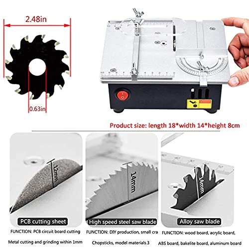 ZHJIUXING HO Mini TischkreissäGe Feinschnitt Modellbau,Kleine TischsäGe,Winkelschnitt,96W Gravierbare TischmüHle,Zum… – Bild 8