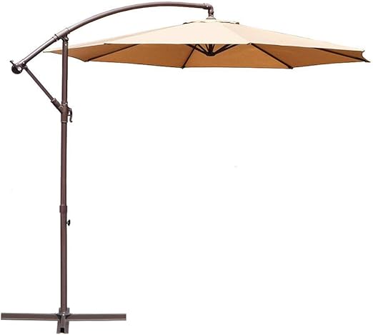 Amazon Com Le Papillon 10 Ft Offset Hanging Patio Umbrella Aluminum Outdoor Cantilever Umbrella Crank Lift Beige Garden Outdoor