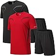 OPALOS Men Active Quick Dry Crew Neck T Shirts and Shorts Set Athletic Running Gym Workout Short