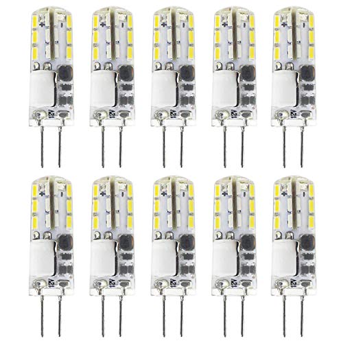 Attaljus G4 LED Bulb, No Flicker AC DC 12V Landscape Light Bulbs, 1.5W (10W Halogen Bulb Equivalent), 130LM Daylight White 6000K, G4 Bi Pin JC Type LED Light Bulb for Home Ligting, Pack of 10