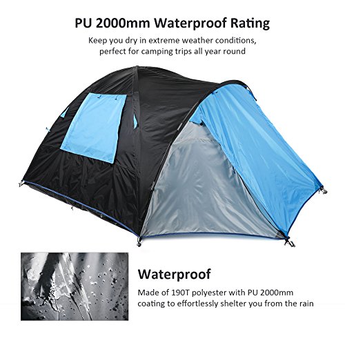 Two Person Camping Tent with Vestibule, 2 People Waterproof Backpacking Tent for Outdoor Travel Camping Hiking, 3 Seasons Double Layer Waterproof Outdoor Shelter Tent House for Family