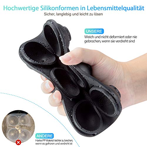 Eiswürfelform Silikon, Vermon Eiswürfelbehälter mit Deckel 6-Fach 2-Set Eiswürfelformen, Quadratische und Eiskugelform… – Bild 4