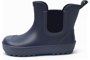 Ceinioc Toddler Kids Chelsea Rain Boots, Easy-on LightWeight Waterproof Rainboot for Boys and Girls