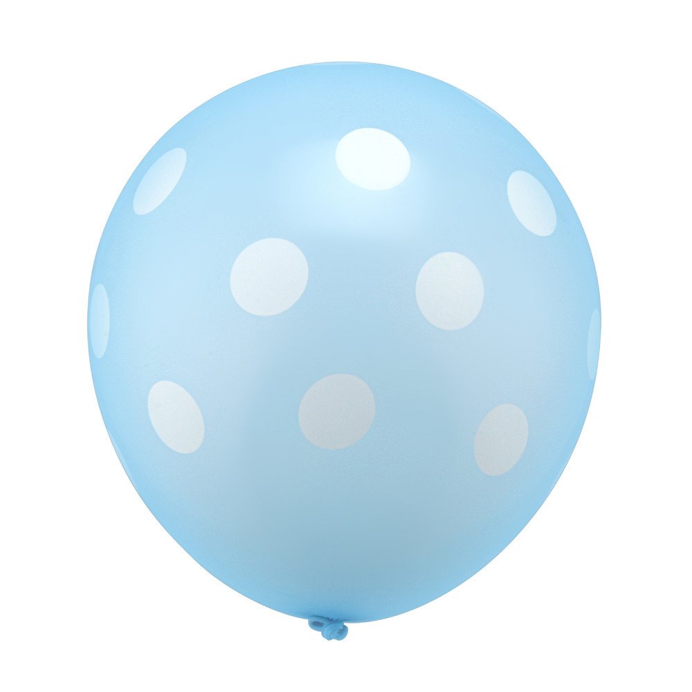 50 pcs 12" (30CM) Polka Dots Balloons Pearlised Metallic Air or Helium Wedding Birthday Christmas Party Decoration in Several Colours (Light Blule)